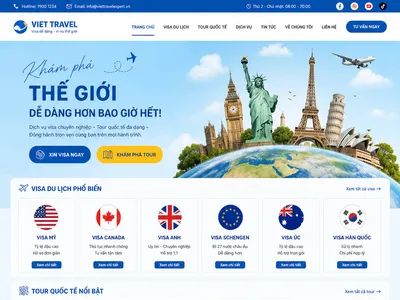 Mẫu giao diện website Website Dịch Vụ Làm Visa & Tour Quốc Tế (VisaGlobal)