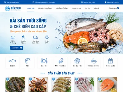 Mẫu giao diện website Website Cửa Hàng Hải Sản Tươi Sống (SeaFresh)