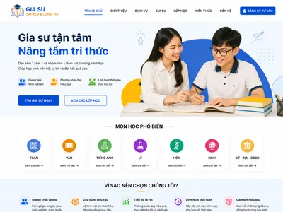 Mẫu giao diện website Website Trung Tâm Gia Sư Chất Lượng Cao (TutorPro)