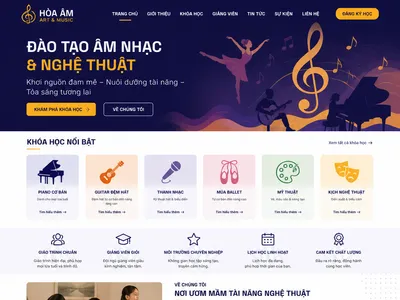 Mẫu Website Trung Tâm Đào Tạo Âm Nhạc & Nghệ Thuật (MelodyCenter)