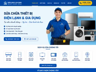 Mẫu Website Dịch Vụ Sửa Chữa Thiết Bị Điện Gia Dụng (HomeFixer)