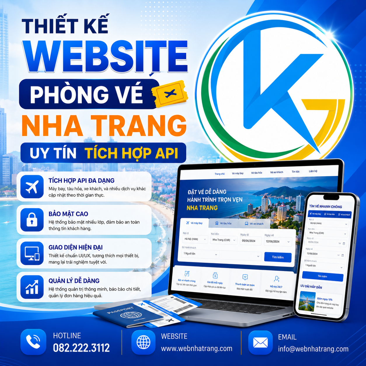 Thiết Kế Website Phòng Vé Máy Bay & Tour Du Lịch Tích Hợp API Nhanh