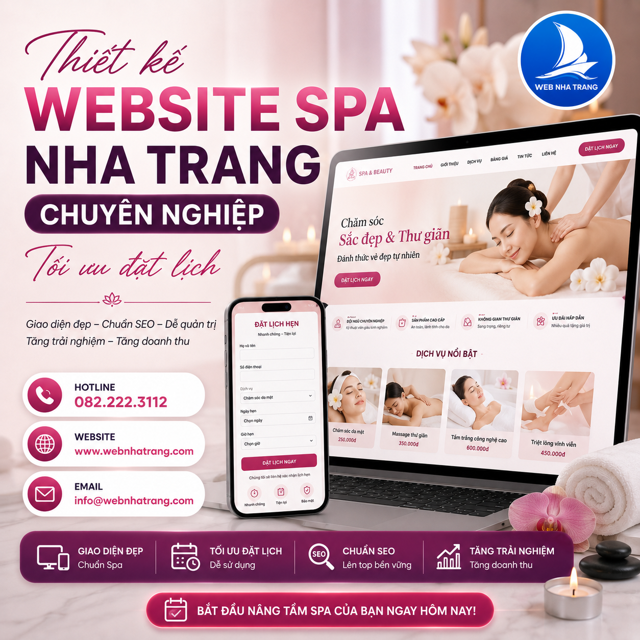 Thiết Kế Website Spa, Thẩm Mỹ Viện Chuyên Nghiệp Tối Ưu Đặt Lịch Hẹn