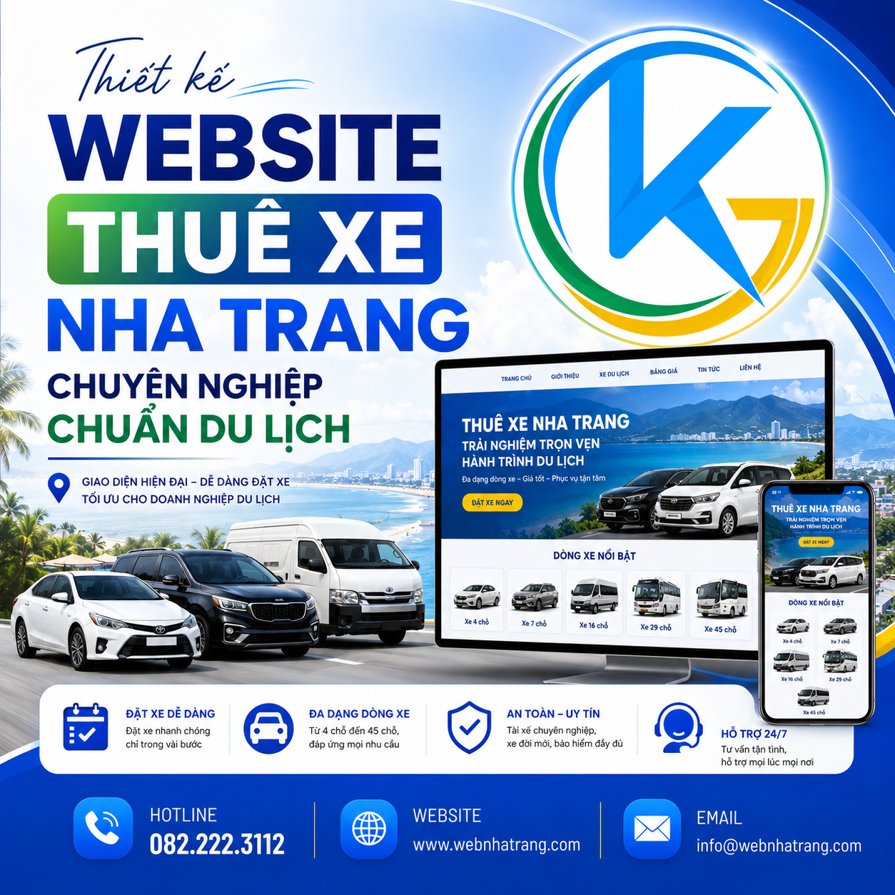 Thiết Kế Website Thuê Xe Du Lịch, Đặt Xe Tự Lái Chuẩn Giao Diện Đẹp